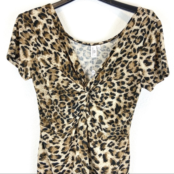 MissMoly Leopard Print Shirt Sleeve Blouse Size XL - Picture 3 of 7
